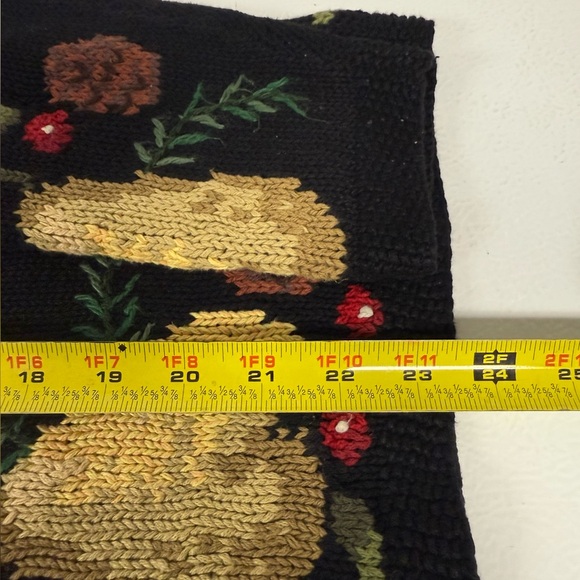 Vtg Talbots Hand Knit Linen Cotton Sweater Pear Pinecones Nature Holiday Women M - Picture 2 of 10